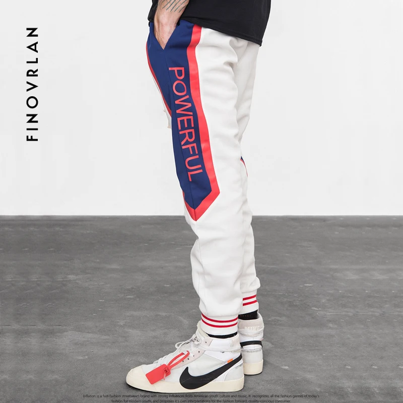 

2018 New Autumn Harajuku Mens hip hop Sweatswear Pants Printing Side Stripe Pockets Men Vintage Sweatpants Streetwear