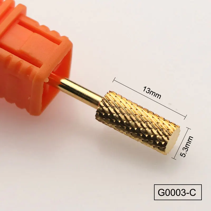 Золотистый вольфрамовый круглый сверло для ногтей с пламенем битовый карбид фреза для маникюра керамическое сверло Электрический станок аксессуары для ногтей - Цвет: G0003-C
