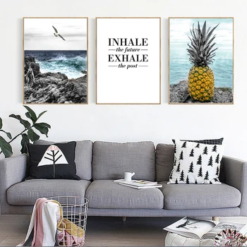 

Seascape Pineapple Seagull Canvas Painting Abstract Nordic Posters Prints Wall Art Pictures for Living Room Home Decor No Frame