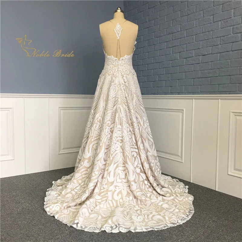 Потрясающее кружевное свадебное платье Vestidos de noiva A Line Спагетти На Заказ Свадебный платья с коротким шлейфом