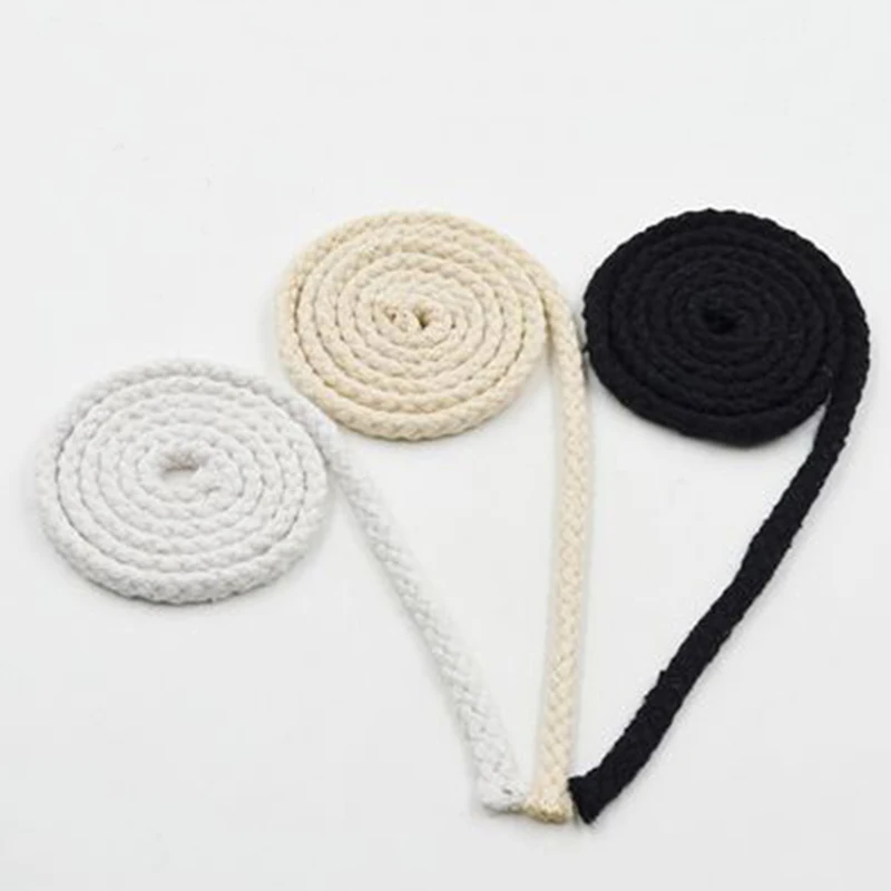 8MMX10Meters DIY Handmade Cotton Rope Woven Cotton Cord String For Accessories Bag Craft Projects Cordon Coton Rond 3 Color