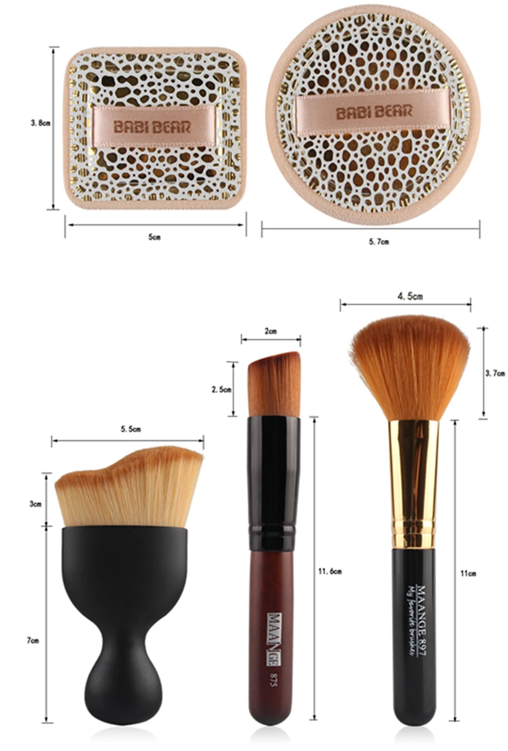 MAANGE 6 в 1 Профессиональные кисти для макияжа Set для губ, тени для век Foundation Brush инструменты Мощность Губка Puff сделать до кисти инструменты