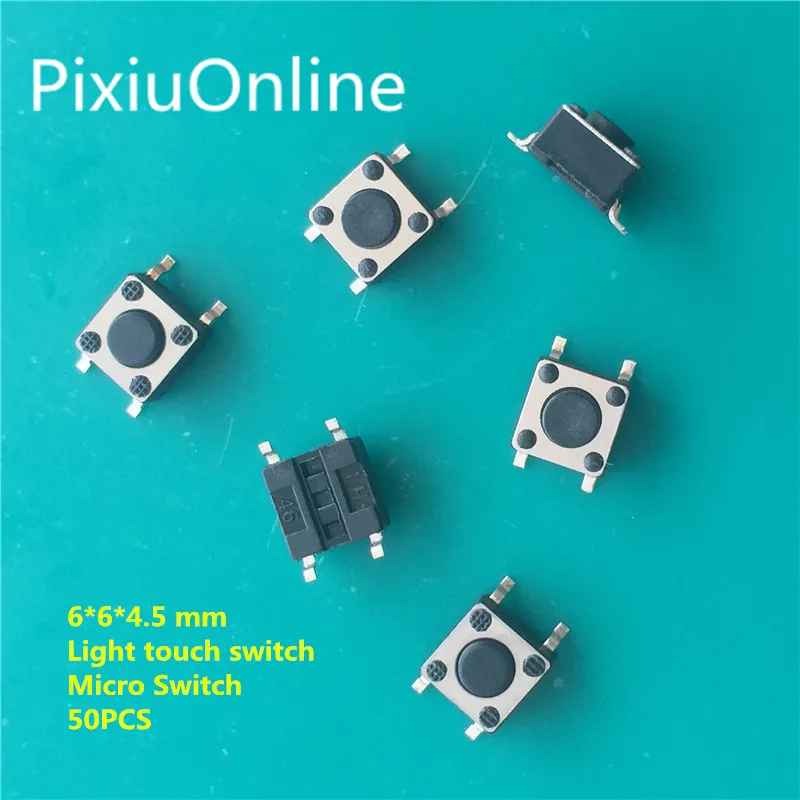 

50PCS YT2020 6*6*4.5 mm Light touch switch Micro Switch Copper feet Key switch High temperature resistant patch Free Shipping