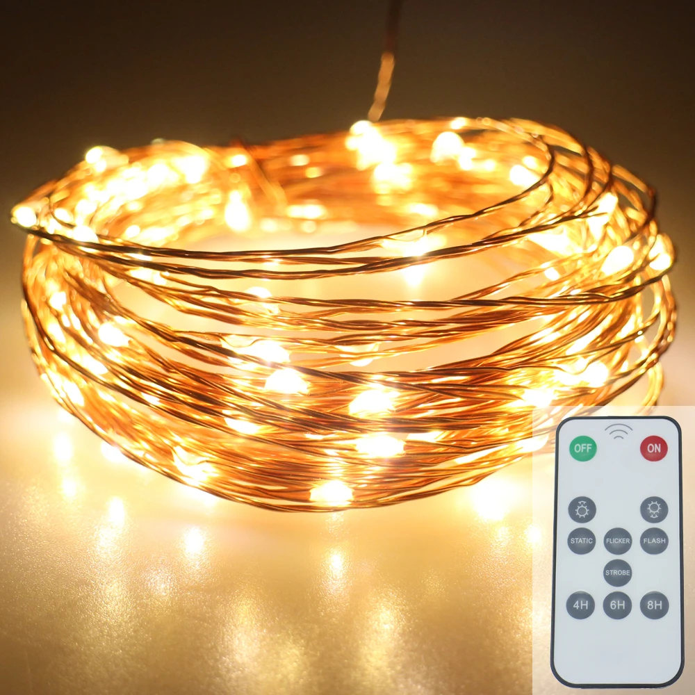 5Modes 10M 100Leds AC100 240V Copper Wire Fairy Lights LED String Starry Lights With Remote Control