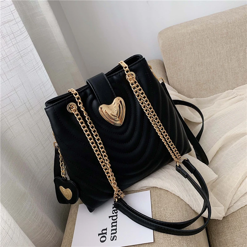 Luxury brand Female Large Tote bag Fashion New High Quality PU Leather Women's Designer Handbag Lock Shoulder Messenger Bag - Цвет: Черный