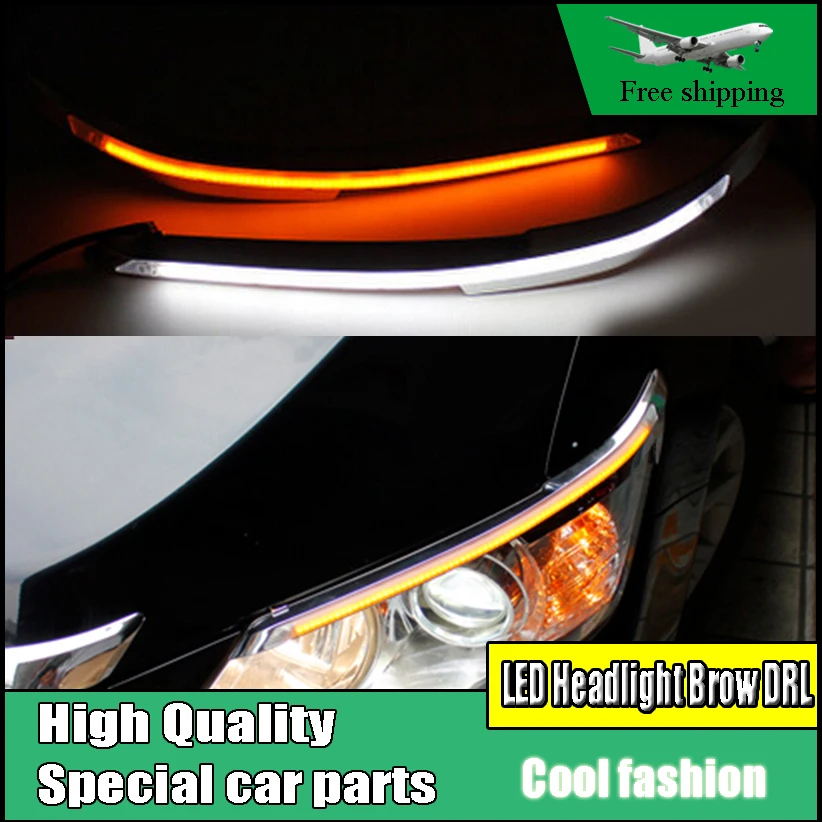 

Car Styling 9600Lm LED Headlight Brow Eyebrow Daytime Running Light DRL With Yellow Turn signal For Toyota Camry V50 2012-2014