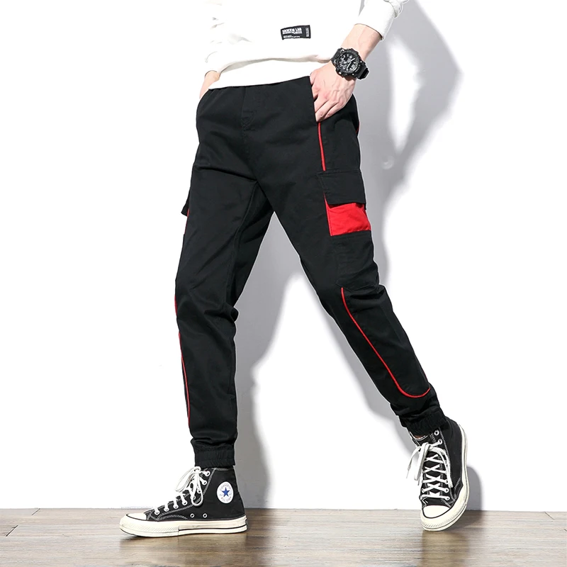 Новый дизайн для мужчин s джоггеры хлопок лоскутное шаровары плюс размеры M-5XL 2018 мода уличная хип хоп Slim Fit мотобрюки мужской