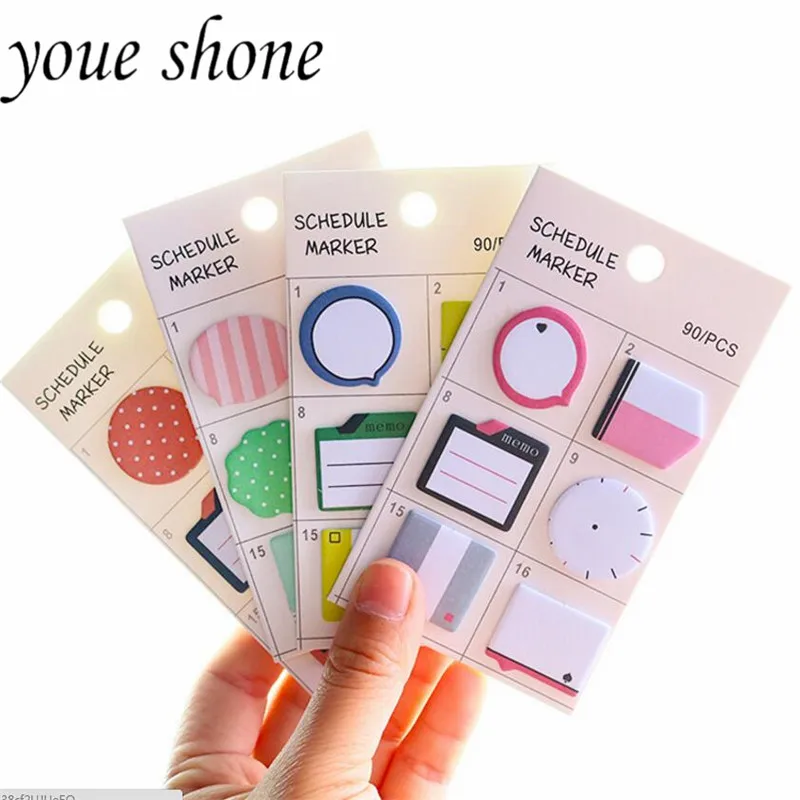 

2Pcs/lots Creative Kawaii Cute Memo Pads Sticky Notes Tickers Scrapbooking Indicating Convenient N Time stickers Office Supplies