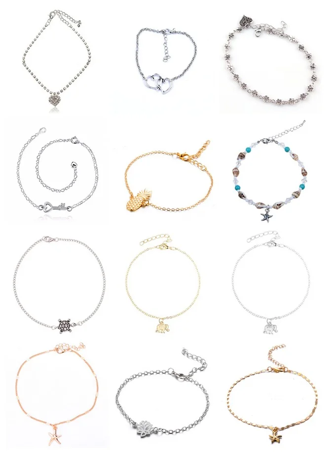 Boho Women Anklet Foot Chain Star Heart Animal Shape Ankle Bracelet Jewelry Valentine