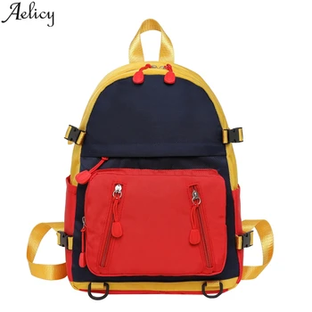 

Aelicy Fashion Women Patchwork Canvas Backpack Student School Bag Girls 2020 Panelled Travel Shoulder Bags Mochila De Mujer New