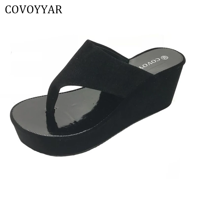 

COVOYYAR Summer Wedges Women's Flip Flops 2019 Platform Women Beach Sandals Slides Ladies Black Shoes Pumps WSS834
