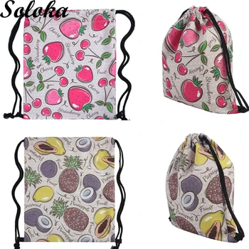 

1Pc Polyester 3D Printing Schoolbags fruit Pattern Drawstring Book Bag Shoe Backpack Travel Sport Portable Makeup Bag