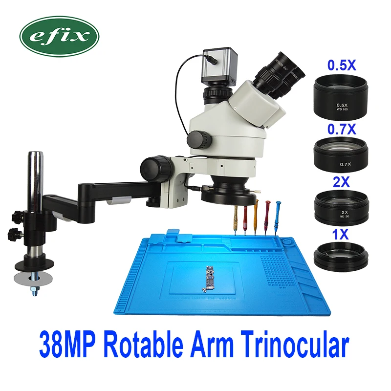 38MP HD 3,5-90X Универсальный вращающийся штатив Тринокулярный Стерео паяльный микроскоп HDMI USB TF камера светодиодный светильник ремонт телефона