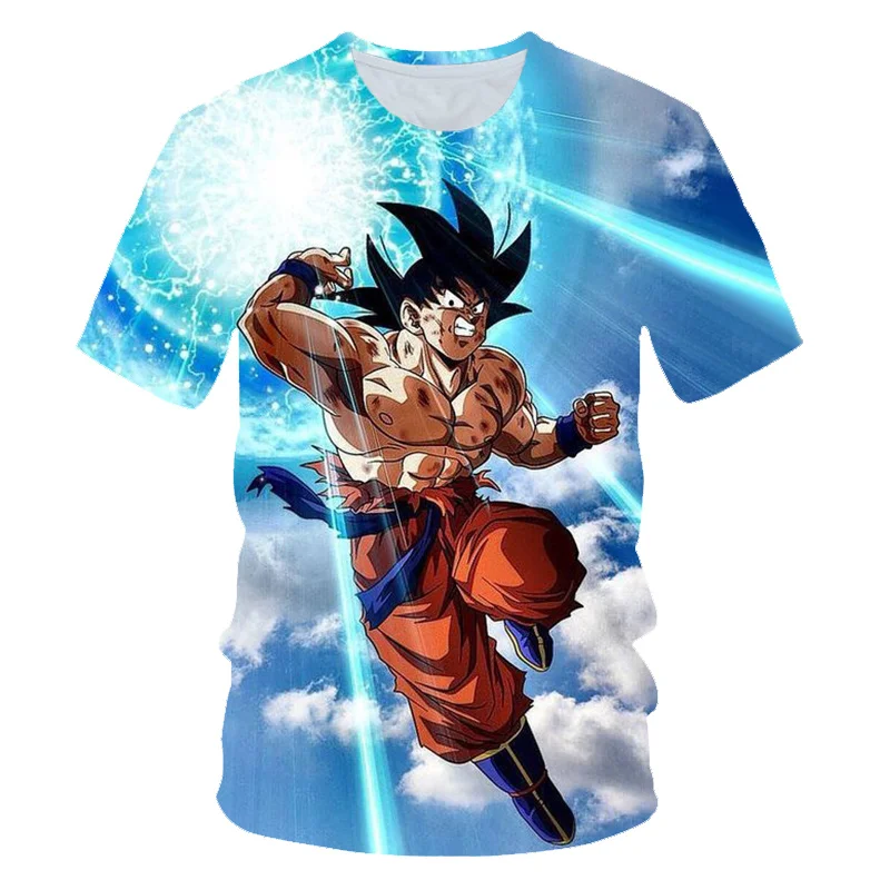 Мужская футболка с 3D принтом Dragon Ball Z Ultra Instinct Goku Super Saiyan God Blue летняя Вегета Размер