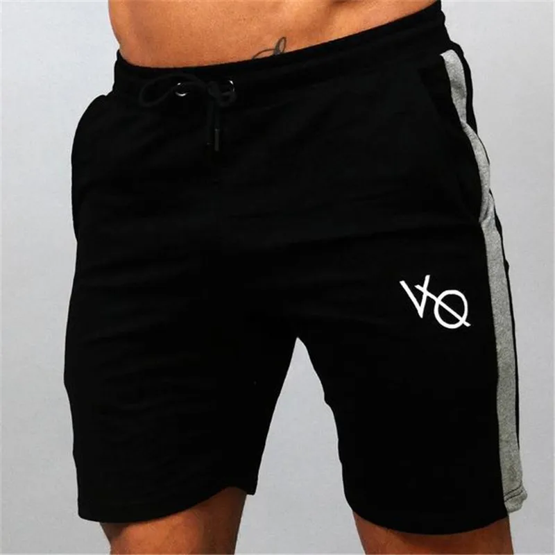 NEW 2019 Summer Casual Fitness Stripe Printed Elastic Waist Drawstring Loose grey/black Joggers Practise short trousers Men