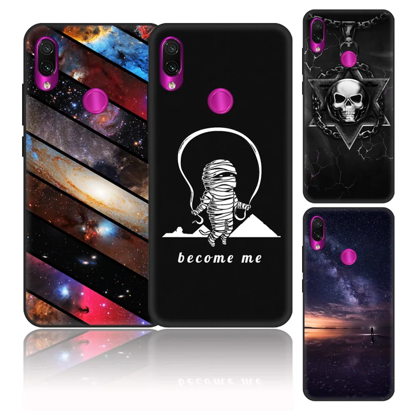 

Soft Black Case For Xiaomi Redmi Note 7 Case Cover Cool Wolf Printing TPU Silicone Back Case For Redmi Note 7 Redmi Note7 Cover