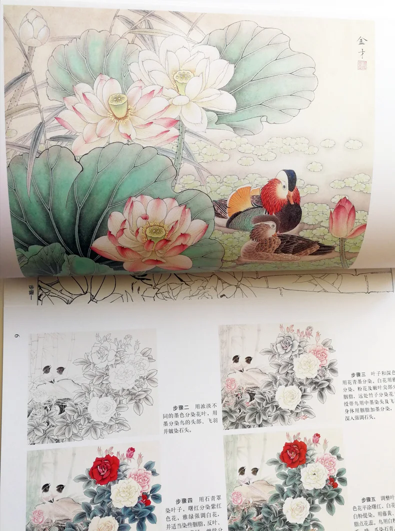 Китайские традиционные цветы и птицы белый Живопись для взрослых раскраской 12 шт. большой Размеры рисунок работ (48x41 см/19.2x16.1In)