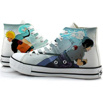

Naruto Canvas Shoes Men Cool Printed Breathable Boots Student Cosplay Shoes For Halloween Two Sides Hand-painted Sneakers