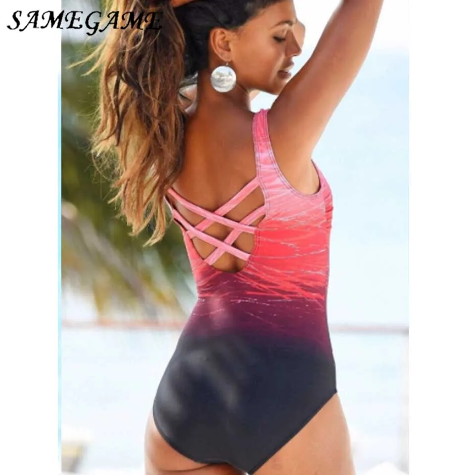 

SAMEGAME 2019 Hot Sale New Sexy One Piece Swimsuit Women Summer Beach Solid Monokini Swimwear Swim Wear Bathing Suits XXL