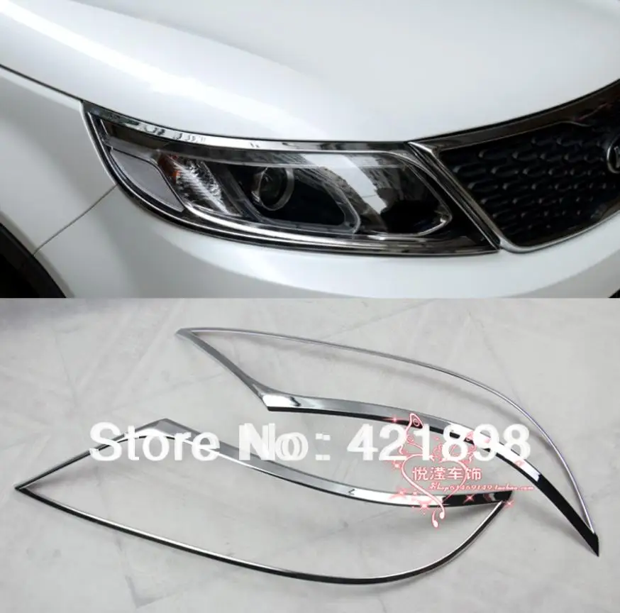 For KIA Sorento 2013 2014 ABS Chrome Head Light Lamp Cover Trim 2 pcs