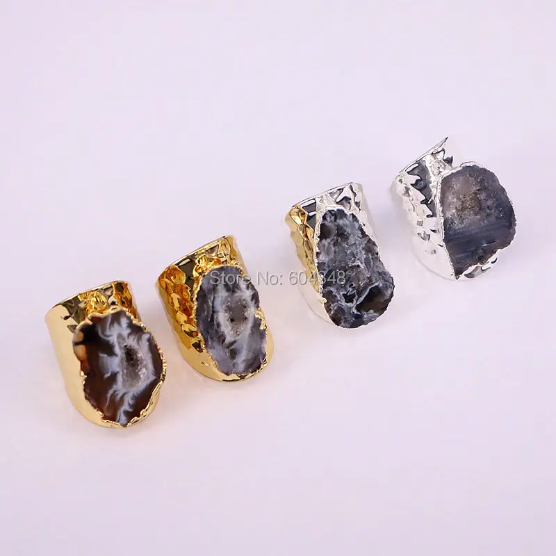 5 шт. кольца Zyunz геодезический кварц золотистый/серебристый|stone ring|cuff ringring ring |