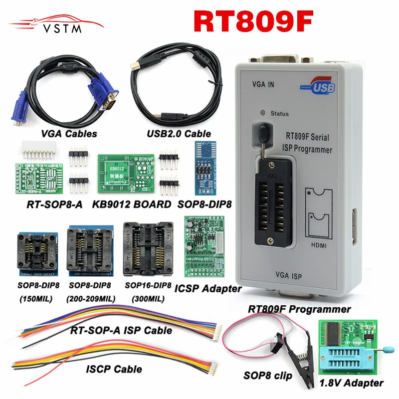 Оригинальный ЖК дисплей RT809F ISP программатор модуль с тестовым зажимом SOP8 1 8 в