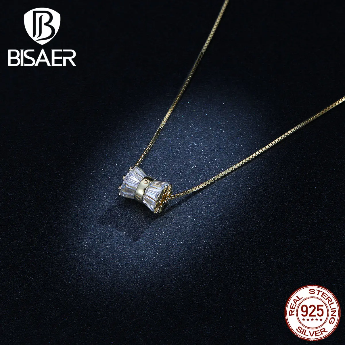 

BISAER Wedding Collar 925 Sterling Silver Love Paradise Pendant Necklaces for Women Wedding Bridal Jewelry Gift EFN094