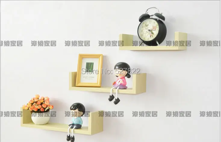 Set of 3 Commodity Shelf  Hollow Wall Flower Garden Wall Shelving Shelf Wood Bookcase Shelf Floating Shelves Home Decoration