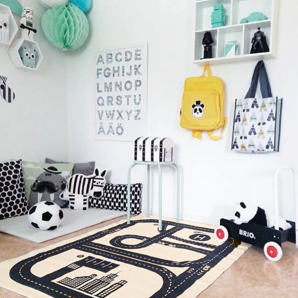 

New Road Play Mat Activity Soft Floor Carpet Exploring Crawling Play Rug for Kid Baby Toddler Boy Girl Bedroom Playroom Play Mat