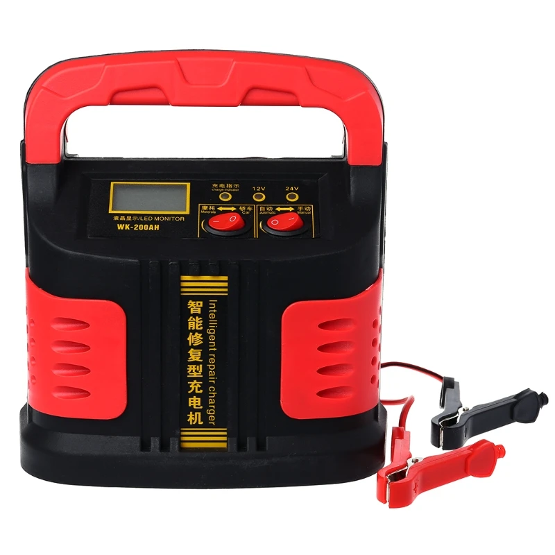 350W 14A AUTO Plus Adjust LCD Battery Charger 12V-24V Car Jump Starter Portable