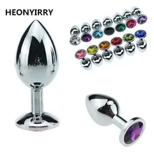 1 pcs Medium Size Metal Crystal Anal Plug Stainless Steel Booty Beads Jewelled Anal Butt Plug Sex Toys Products for Men Couples