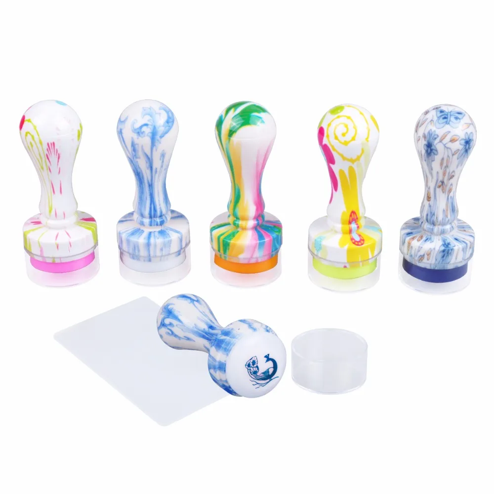

New Design Jelly Silicone Nail Art Stamper Scraper with Cap 2.8cm Nail Stamp Stamping Tool Nail Art Stamping Scraper Set