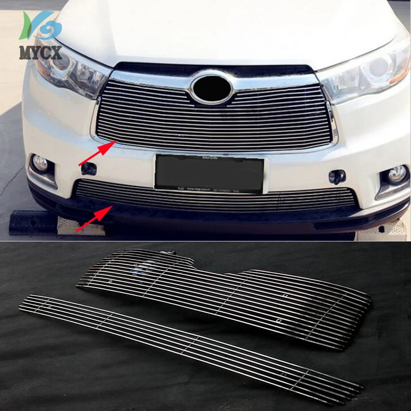 

High quality stainless steel Front Grille Around Trim Racing Grills Trim For toyota Highlander 2014 2015