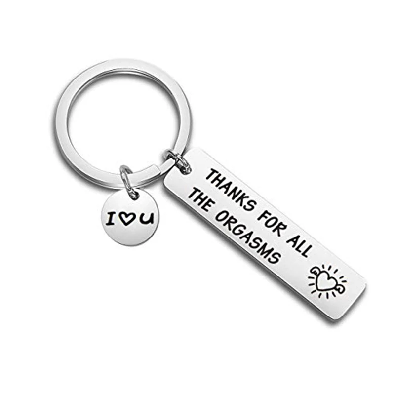 

Romantic Funny Gift for Boyfriend Husband Engraved Thanks for All The Orgasms I Love You Naughty Gift Idea Couple Key Chain