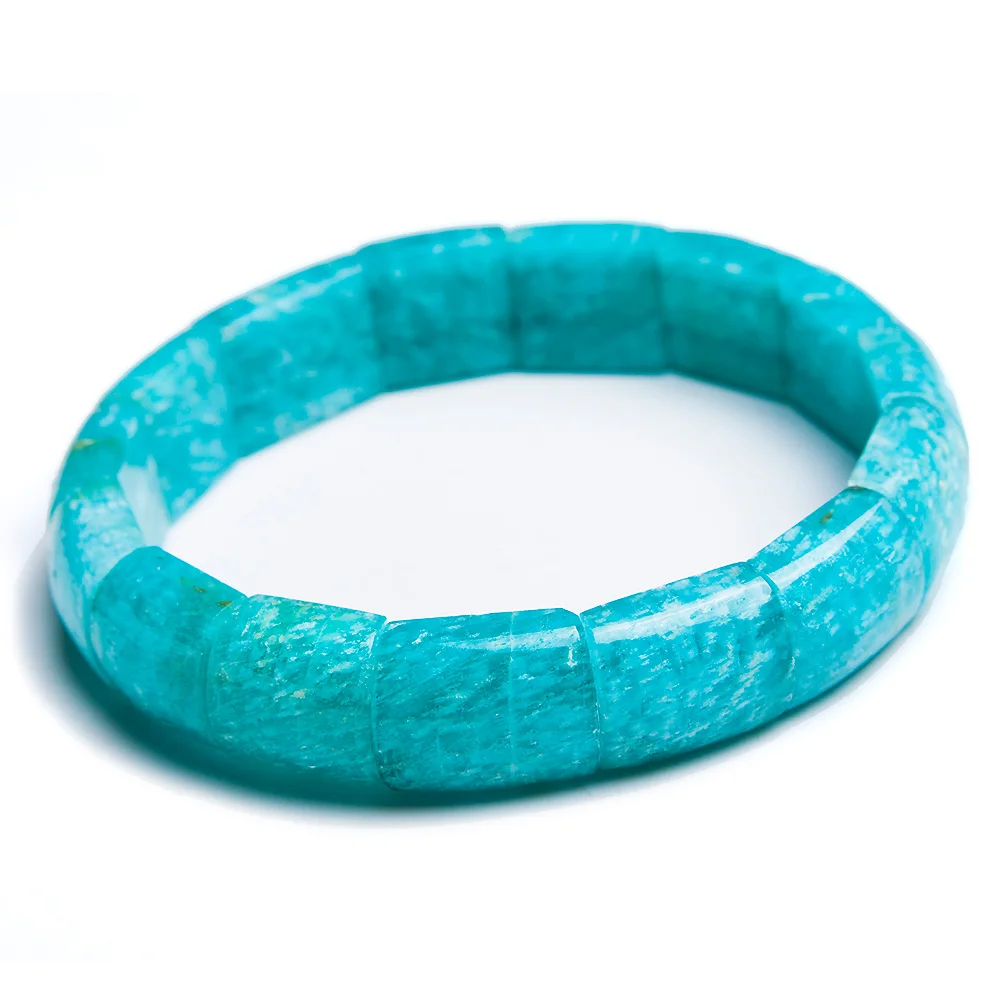 

Top Quality Natural Ice Amazonite Green Gemstone Crystal Rectangle Bead Stretch Bracelets 13x7mm Women AAAA Drop Shipping