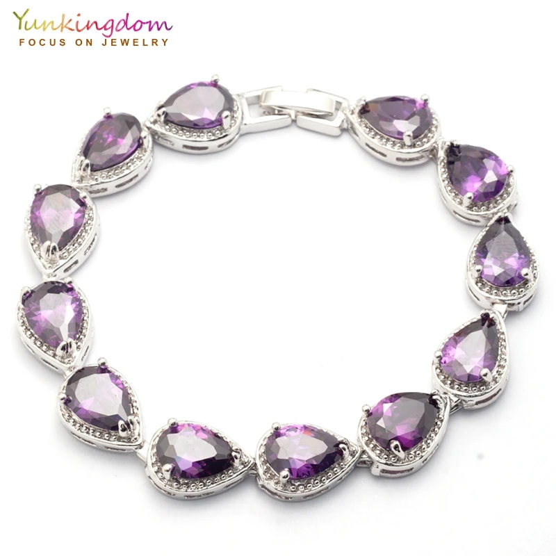 

Yunkingdom Best Friend Crystal Bracelets&Bangles for Women Purple Water Drop Zircon Fashion Wedding Jewelry Chain Bracelet