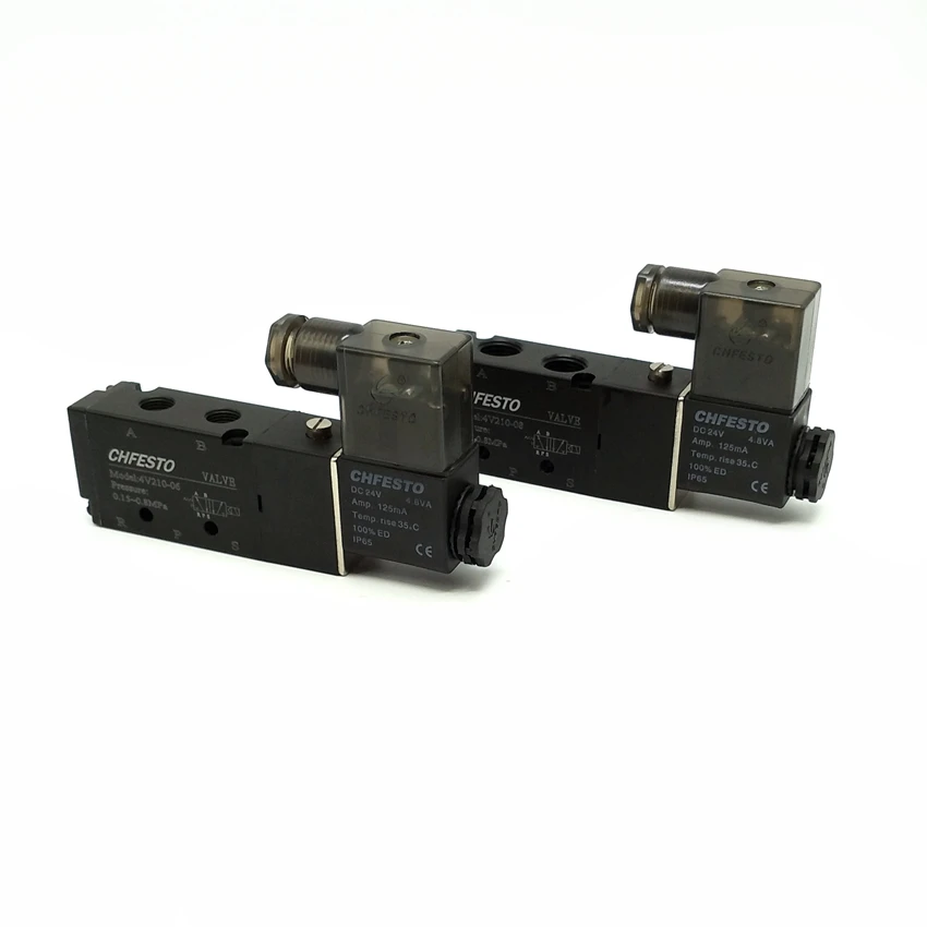 4V210-08 1/4&quot 4V210-06 1/8'' Solenoid Valves 2 Position 5 Port Pneumatic Control Valve DC24V AC220V DC12V AC110V |