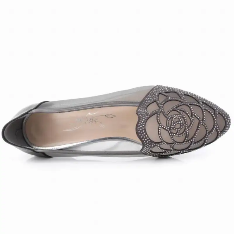 Femmes Plates Sandales Confortable D'été Femme Appartements Véritable Pointu Noir gris En Gktinoo or Découpes 2018 Chaussures Cuir Bout Gaze Strass tZ8qWan