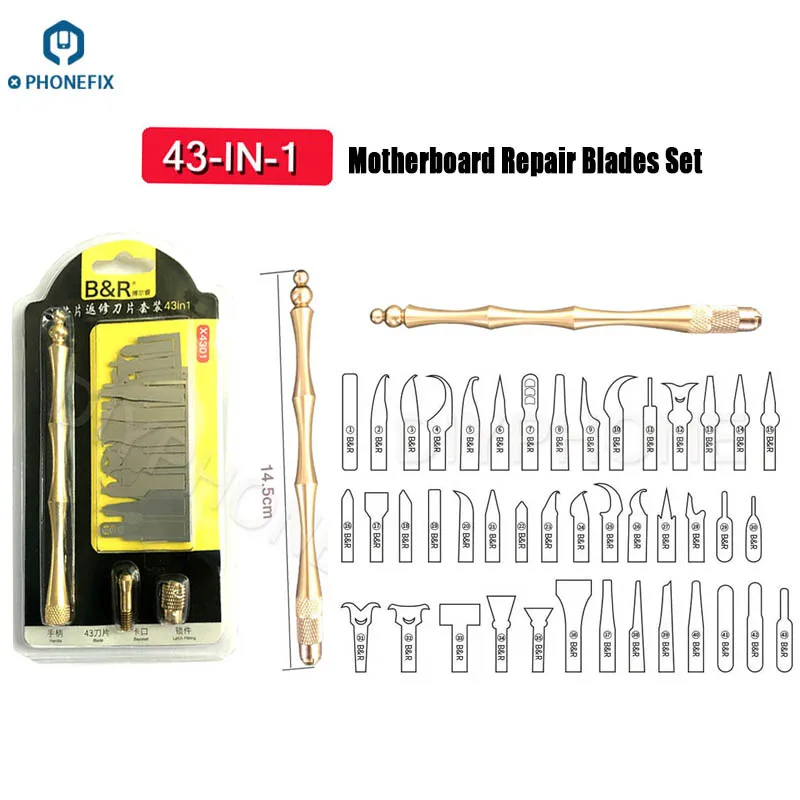 

43 IN 1 Phone PCB BGA Chip Burin Graver Scraper Cutter for iPhone A9 A10 A11 PCB BGA chip burin Graver scraper repair tool kit
