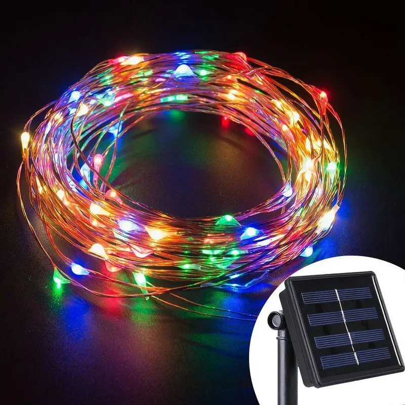 Solar Power String Light Waterproof LED Light 10m 100 LED Copper Wire lamp Warm White For Outdoor Christmas decoration lights