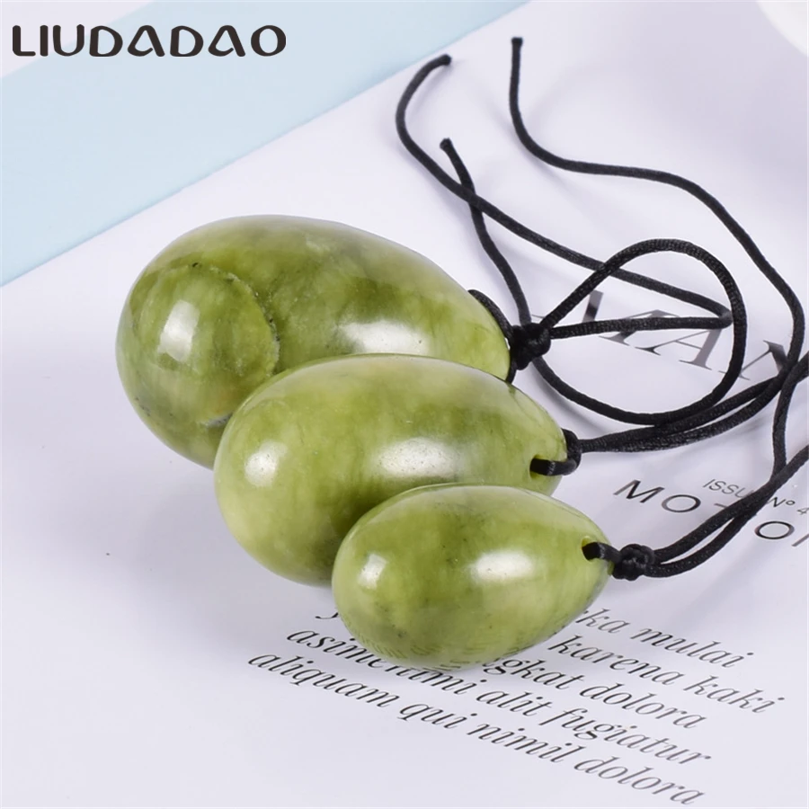 LIUDADAO Jade Drilled Beads 3Pcs/Set Large and Small Yoni Eggs For Women Kegel Exercise Vaginal Muscles Health Care Massager