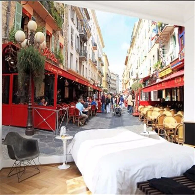 Custom-photo-wallpaper-Continental-topic-French-street-restaurant-lounge-painting-for-living-room-sofa-wall-mural (3)