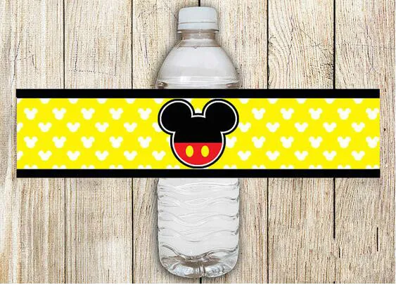 20 pcs Mickey mouse air botol label candy bar dekorasi persediaan anak pesta ulang tahun baby shower partai favor