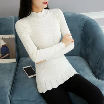 

Fenshinu new winter sweater Korean female half turtleneck sweater slim shirt in a short paragraph
