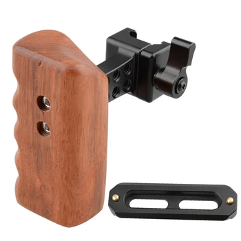 

CAMVATE DSLR Wood Wooden Handle Grip (Left Hand) with Nato Rail Clamp & Safety Rail (70mm) C1532