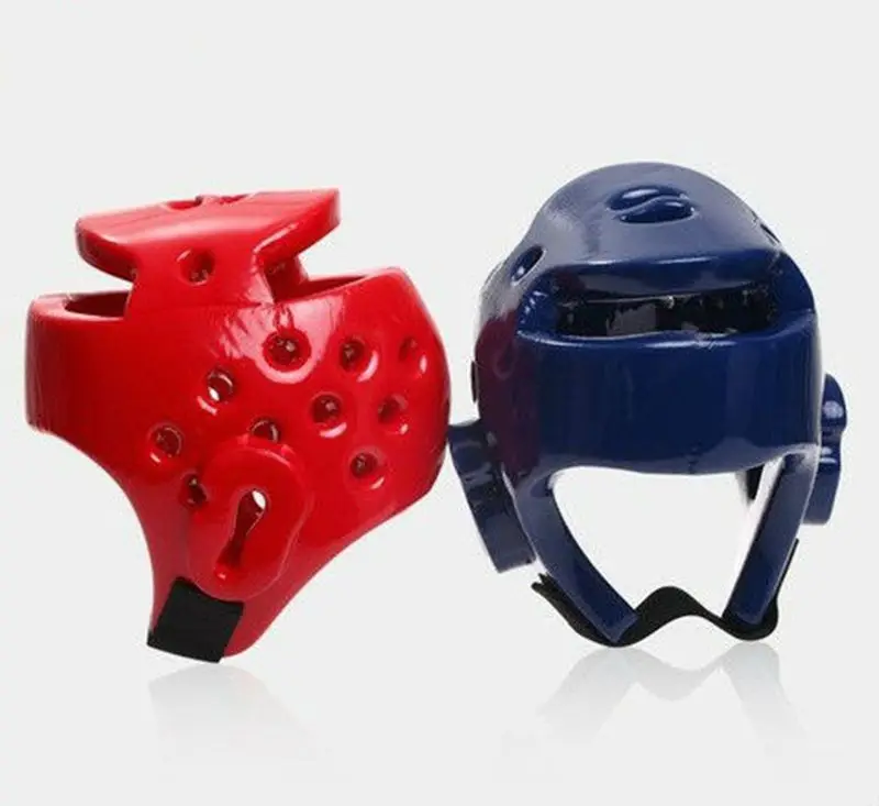Hot! CriançasAdultsTaekwondo Capacete Vermelho Azul Semi coberto Chapelaria SandaKarateMuay ThaiBoxeoProtetor de Cabeça boxe