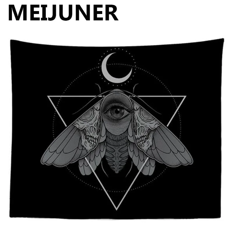 Meijuner Tarot Tapestry Wall Hanging Halloween Black Tapestry Sun Moon Mandala Boho Psychedelic Hip