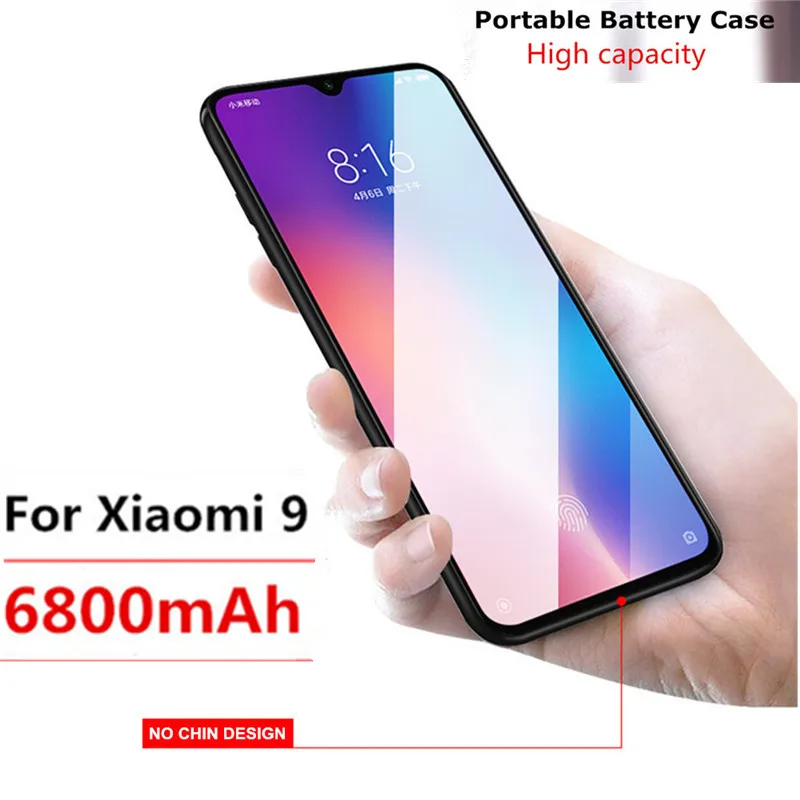 

6800mAh Ultra-Thin Portable Mobile Power Bank Box Charging Cover for Small Rice Meter 9 Battery Case Box External Battery Case