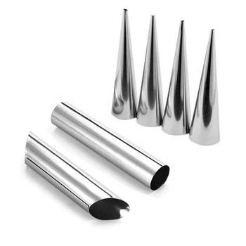 

12pcs/set Stainless Steel Cream Horn Forms Molds Cannoli Tubes Ice Cream Mold Conical Tube Cone Roll Moulds Pastry Roll Baking