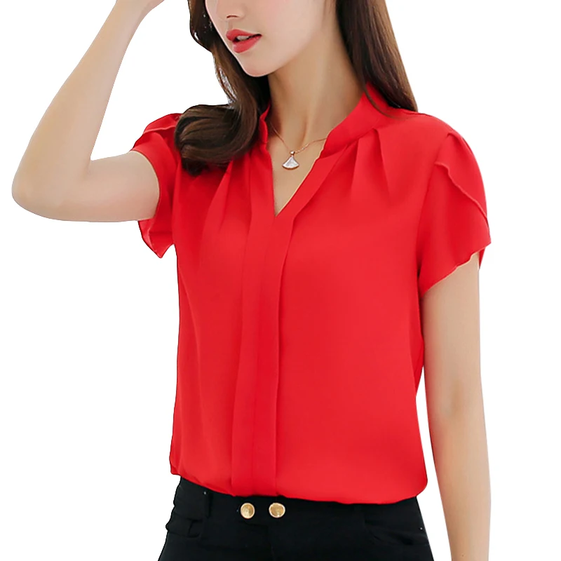 New 2018 Office Women Blouse Ladies Plus Size Shirts V